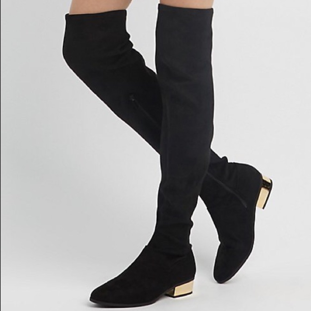 Metallic Heel Over The Knee Boots